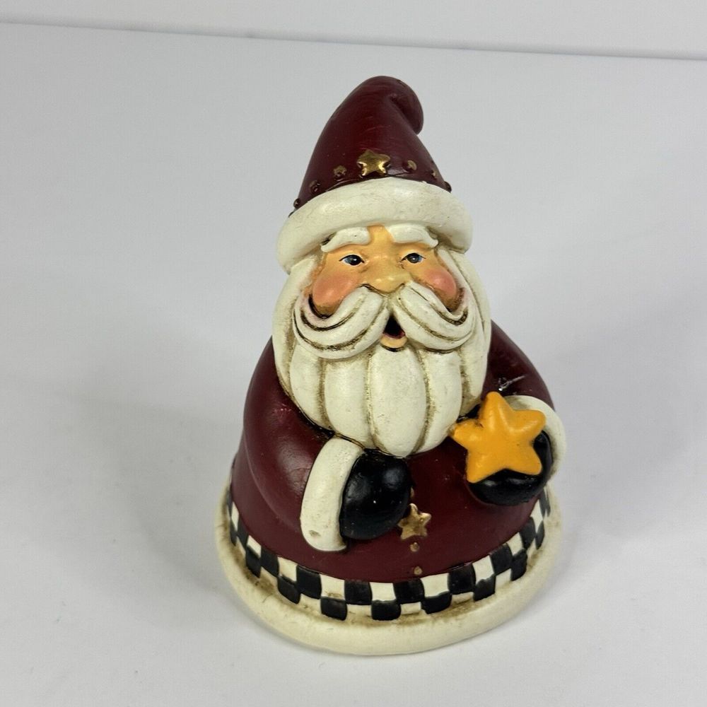 Resin Santa with Checkered Trim W/Star XMAS Holiday Decor  3. 75" T x 3.25" W